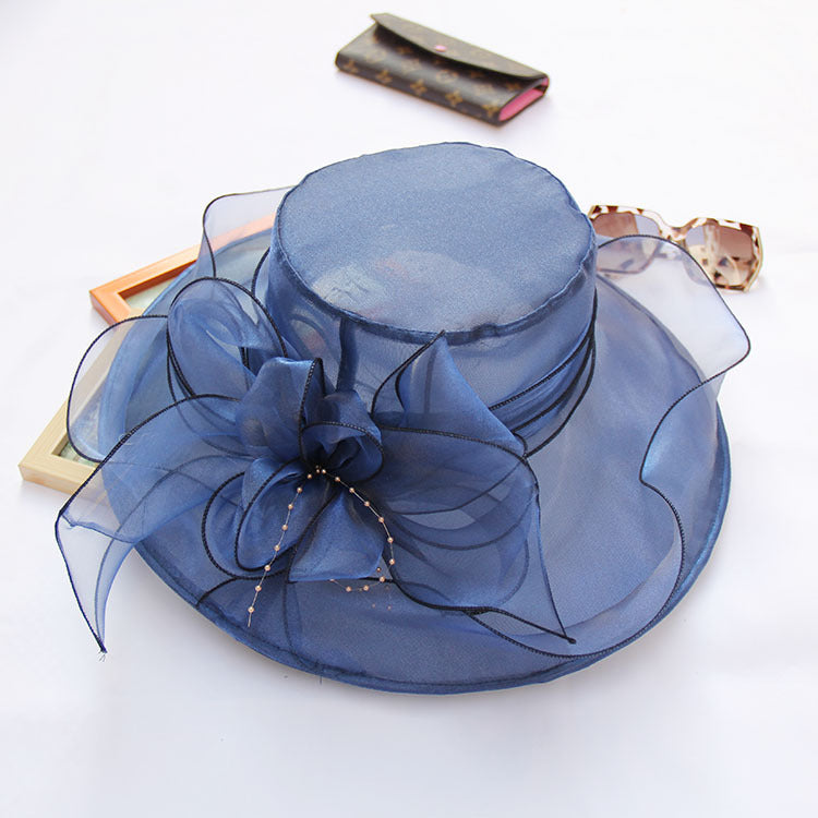 Wholesale Summer Flower Mesh Sun Hat Beach Sun Hat Organza Hat
